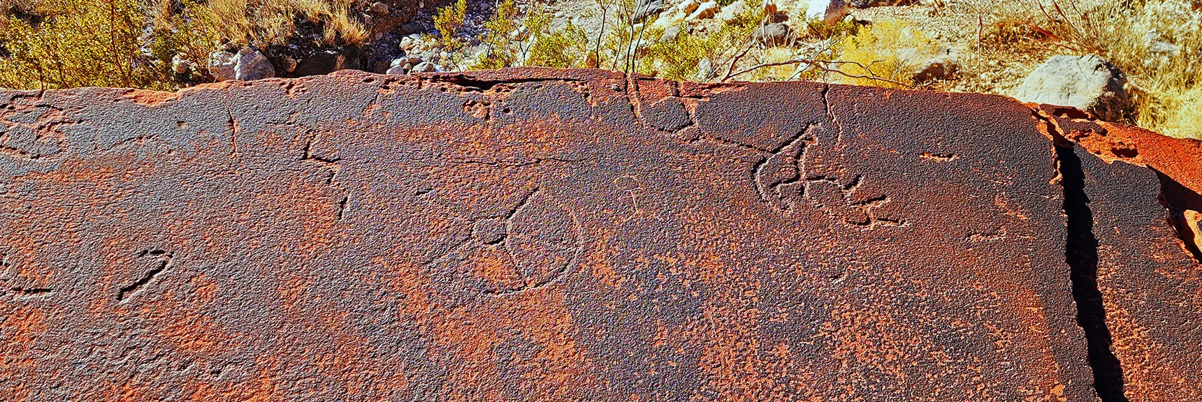 Thin Dark Iron Oxide Layer with Lighter Layer Below Created Drawing Board | 3 Basin Circuit | Calico Basin, Brownstone Basin, Red Rock Canyon, Nevada