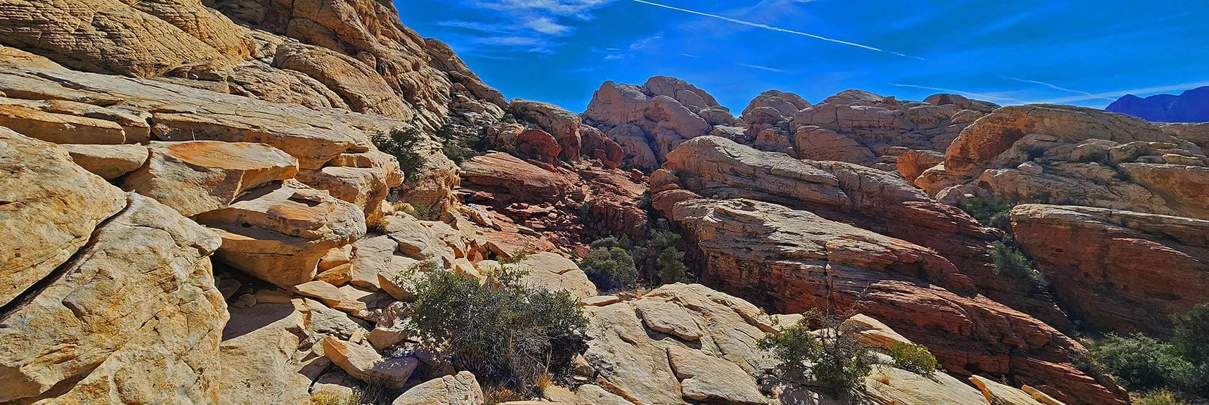 View Up Toward the Calico Tanks Trail Summit Area. | Upper Calico Hills Loop | Calico Basin and Red Rock Canyon, Nevada
