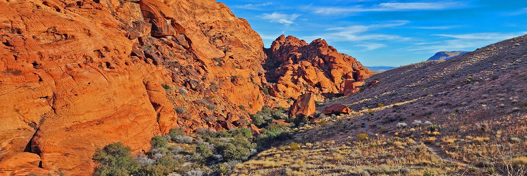 Petroglyph Boulder Ahead. Black Corridor Just Beyond. | Upper Calico Hills Loop | Calico Basin and Red Rock Canyon, Nevada