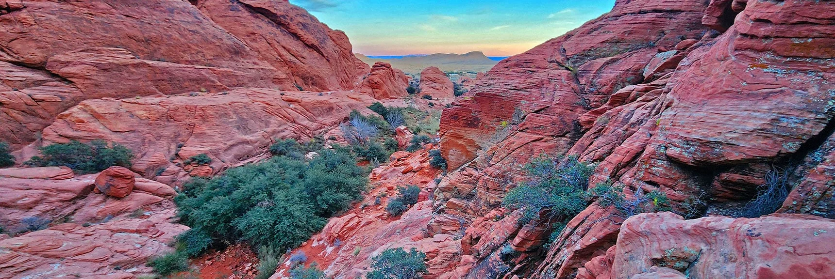 Nearing the Black Corridor Base. Continue to the Upper Right to Avoid Boulders and Brush. | Upper Calico Hills Loop | Calico Basin and Red Rock Canyon, Nevada