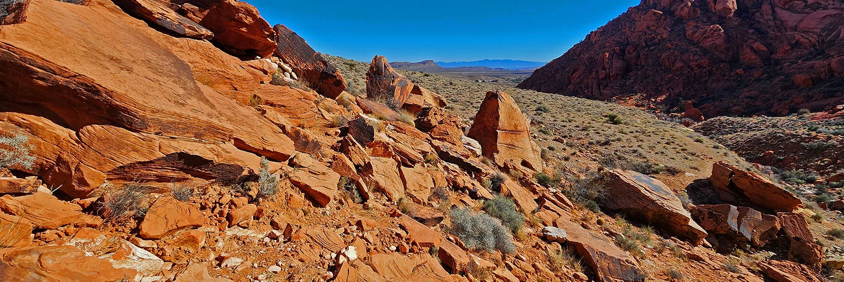 Exiting onto the Ridge Ahead to the Left | Pink Goblin Loop | Calico Basin, Nevada
