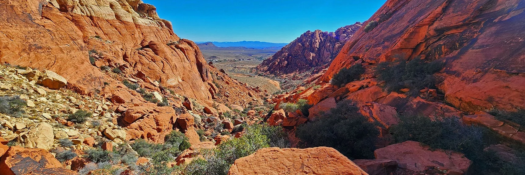 Continuing to Descend Along Upper Right Side of Canyon | Pink Goblin Loop | Calico Basin, Nevada
