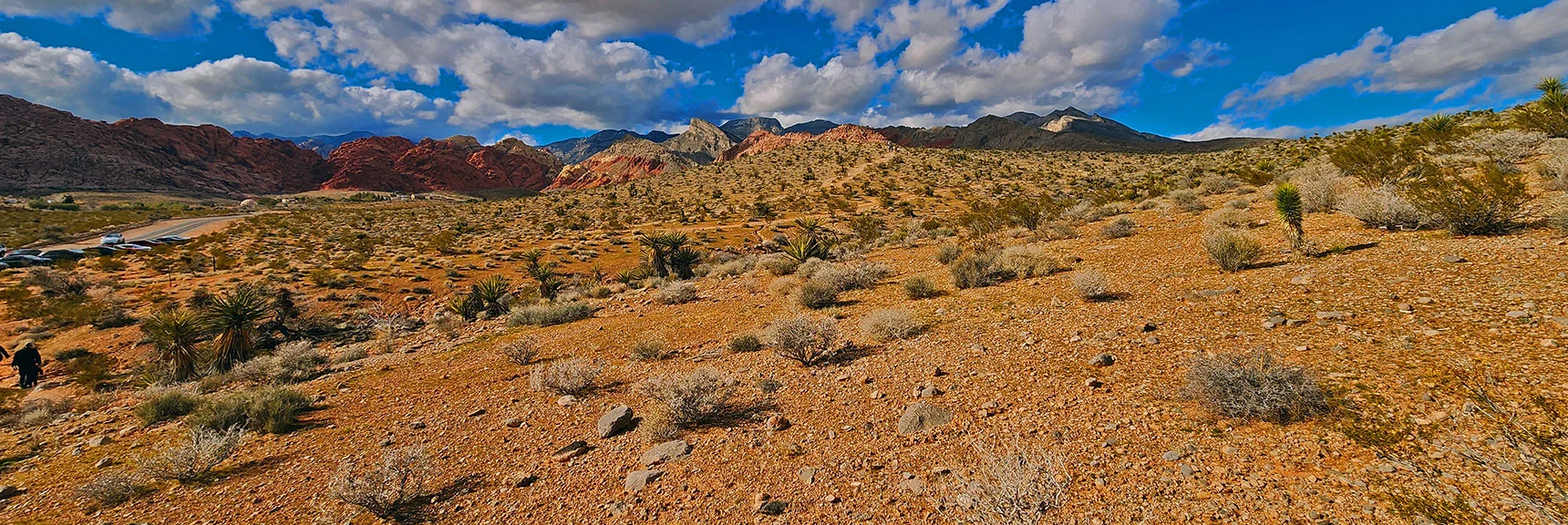 You Can See the Line of Gene's Trail Crossing Ridge Toward Gateway Canyon | Calico Basin Daily Workout Trails | Calico Basin, Nevada