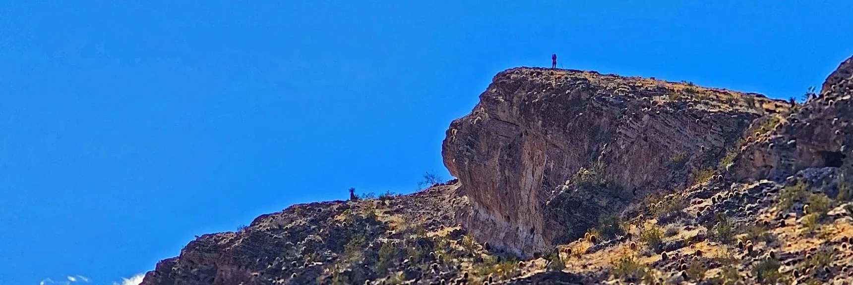 Hiker on the Summit of Peak 3844 | Calico Basin Daily Workout Trails | Calico Basin, Nevada
