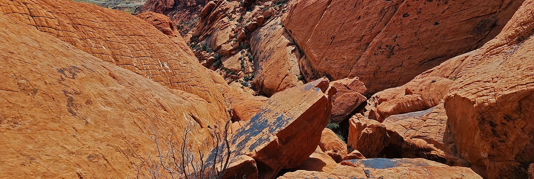 Looks Like a Large Drop, But Ascent Was By 3-8ft Rises. Good Holds if Rock is Dry! | Red Cap Peak Summit | Red Rock Canyon NCA, Nevada