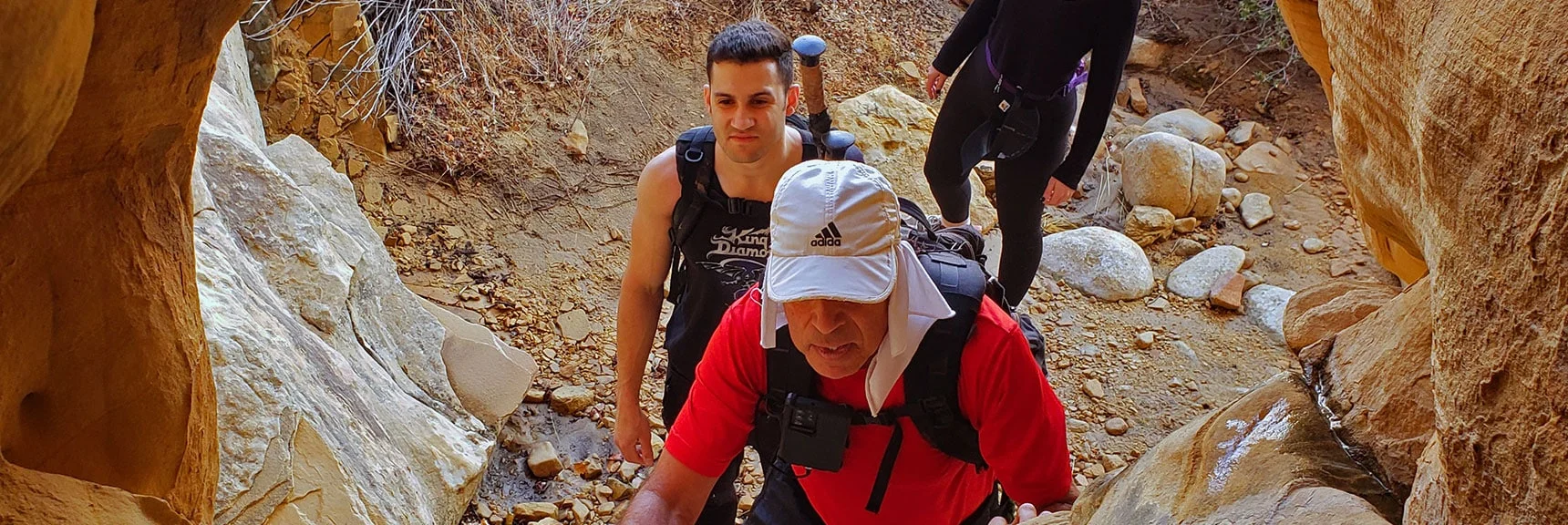 See My Worried Look While Ascending the Wet Rock Rabbit Hole! | Red Cap Peak Summit | Red Rock Canyon NCA, Nevada