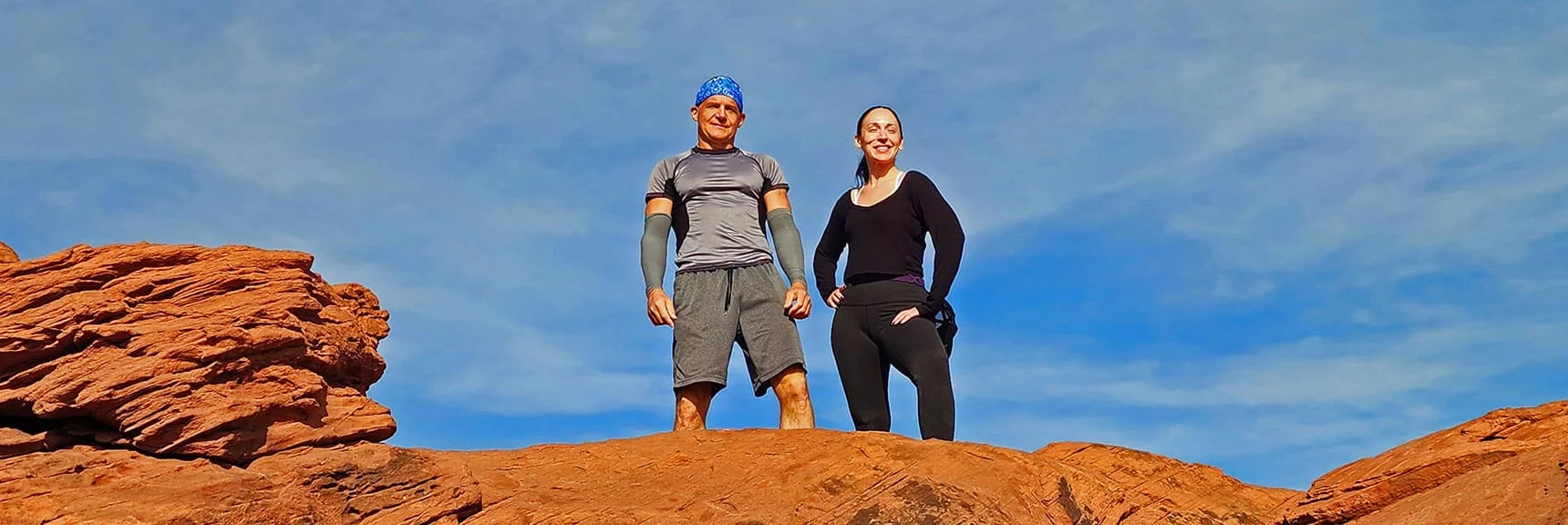 Glenn & Olivia on Red Cap Peak Summit. Rise Above Tinaja Was Steep! | Red Cap Peak Summit | Red Rock Canyon NCA, Nevada