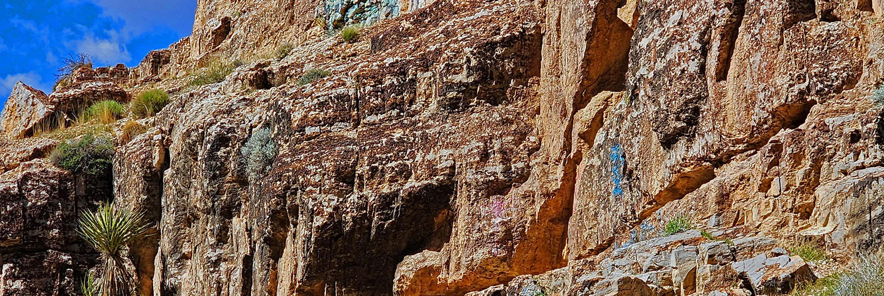 The Caves Are Marked with Graffiti Painted Near Their Openings. | Fossil Canyon | Cowboy Canyon | Blue Diamond Hill, Nevada