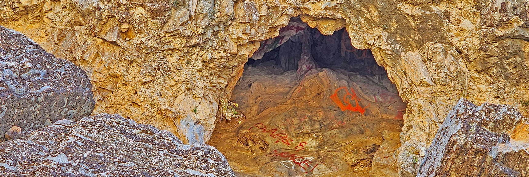 Closer View of That Cave. Will Explore During a Separate Adventure. | Fossil Canyon | Cowboy Canyon | Blue Diamond Hill, Nevada