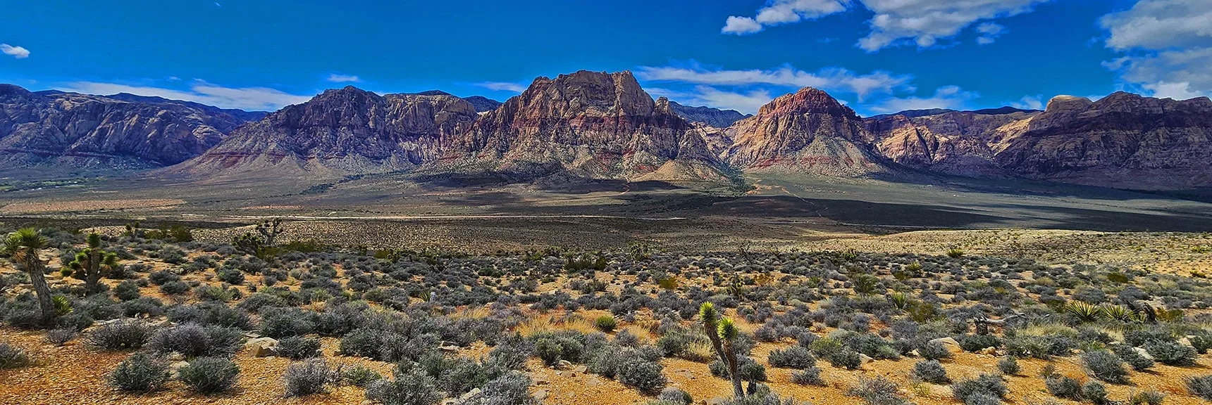 Right to Left: Bridge, Juniper, Rainbow, Wilson, Indecision Peaks. | Western High Ridge | Blue Diamond Hill, Nevada