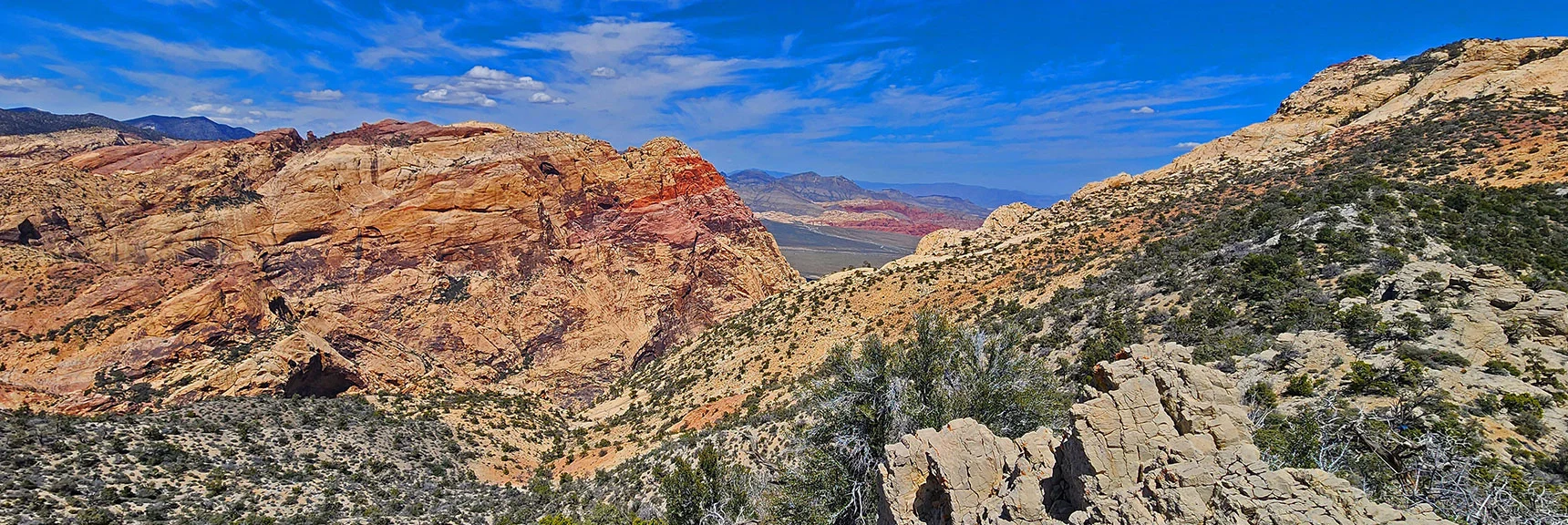 Rainbow Mt. & Mt. Wilson from high on the Wilson Summit Saddle. | Mt Wilson Summit Saddle from Lovell Canyon | Rainbow Mountain Wilderness, Nevada
