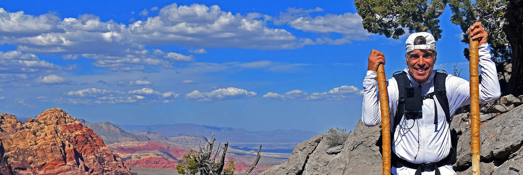 Back on the Upper Crest Ridgeline. Red Rock Canyon and Beyond in the Background. | Mt Wilson Summit Saddle from Lovell Canyon | Rainbow Mountain Wilderness, Nevada
