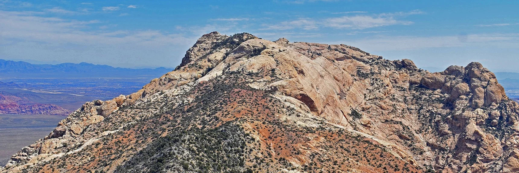 First View of Mt. Wilson Upon Summiting the Rainbow Mountains Upper Crest Ridgeline. | Mt Wilson Summit Saddle from Lovell Canyon | Rainbow Mountain Wilderness, Nevada