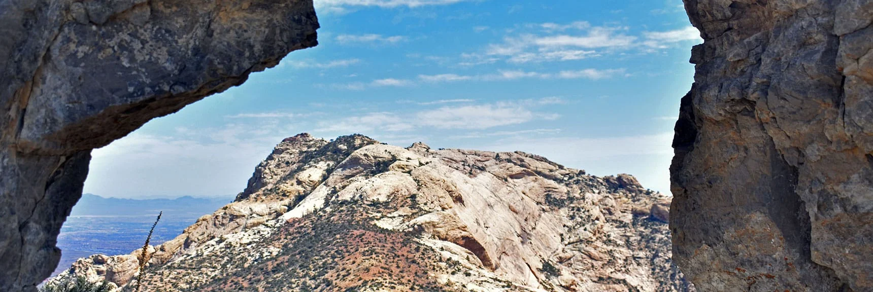 Mt. Wilson Viewed Through the Natural Limestone Arch. | Mt Wilson Summit Saddle from Lovell Canyon | Rainbow Mountain Wilderness, Nevada