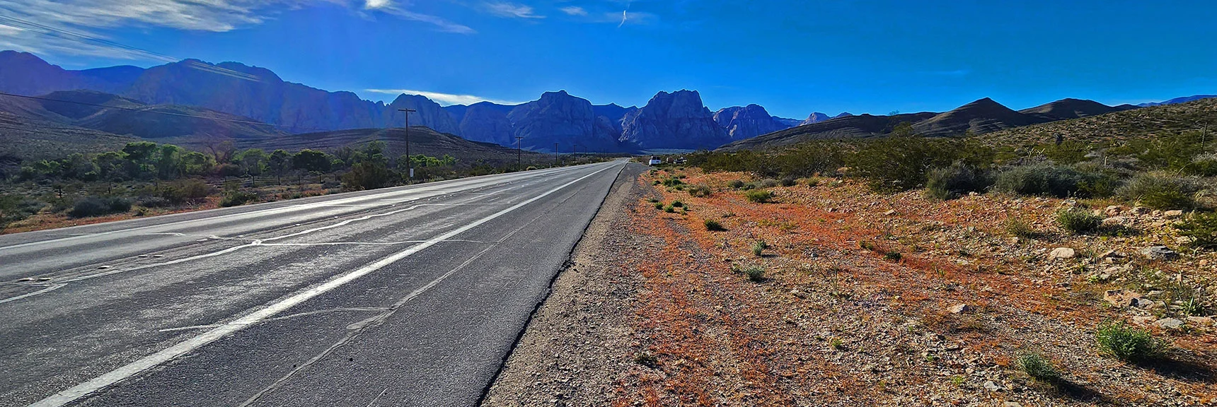 Back on Highway 159. Short Quarter-Mile to Wheeler Camp Spring Trailhead. | Blue Diamond Hill Southern Triangle | Red Rock Canyon National Conservation Area, Nevada