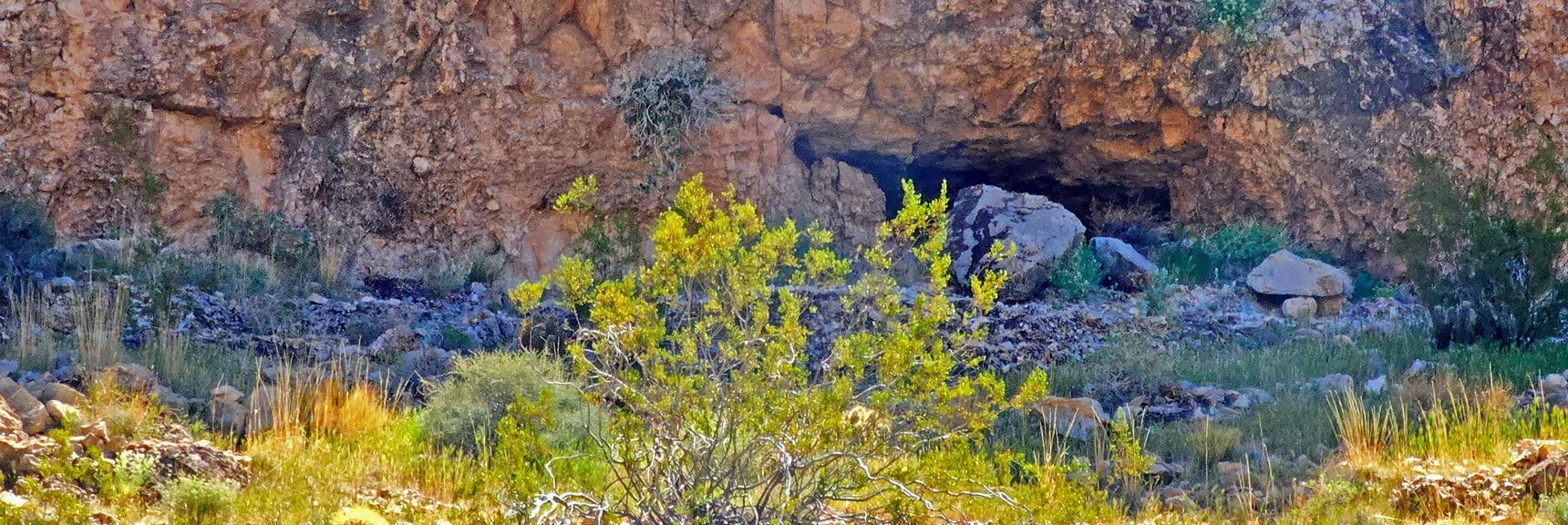 Another Cave Opening. Most Are in the Higher Mid-level Walls. Complicated to Approach. | Blue Diamond Hill Southern Triangle | Red Rock Canyon National Conservation Area, Nevada