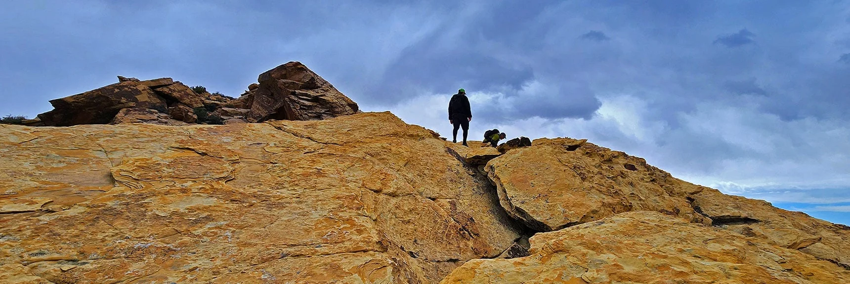 Continue Upward Along the Sandstone Saddle. Begin to Cross to North Edge | Black Velvet Peak | Rainbow Mountain Wilderness, Nevada