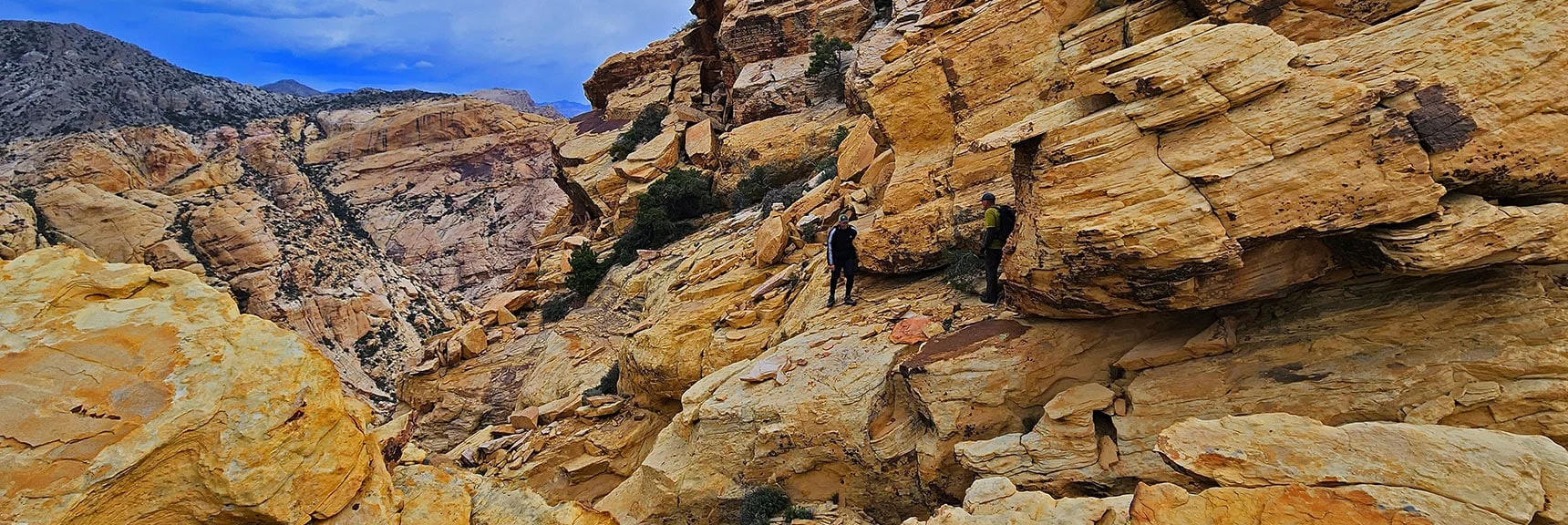 Cross an Unnerving Exposed Ledge, Then Turn Right and Upward | Black Velvet Peak | Rainbow Mountain Wilderness, Nevada