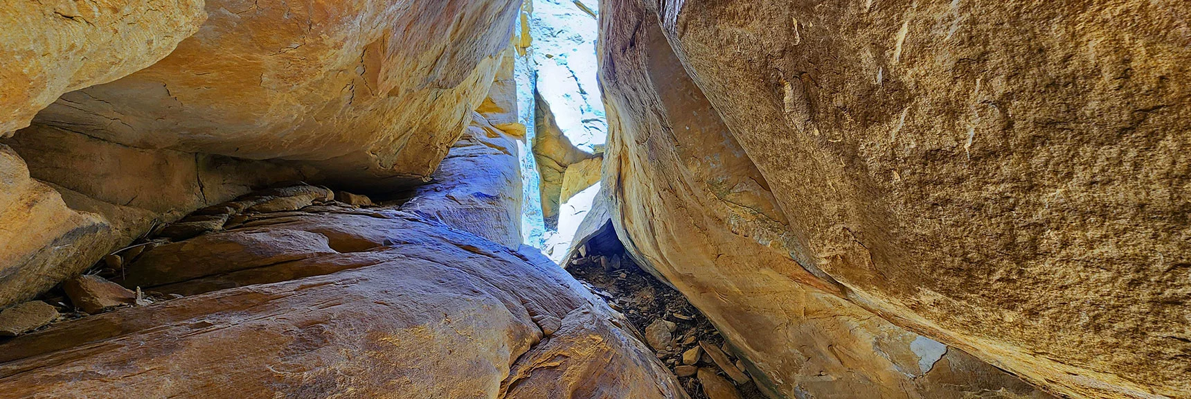 View Up the Brief Class 3 Chute | Black Velvet Peak | Rainbow Mountain Wilderness, Nevada