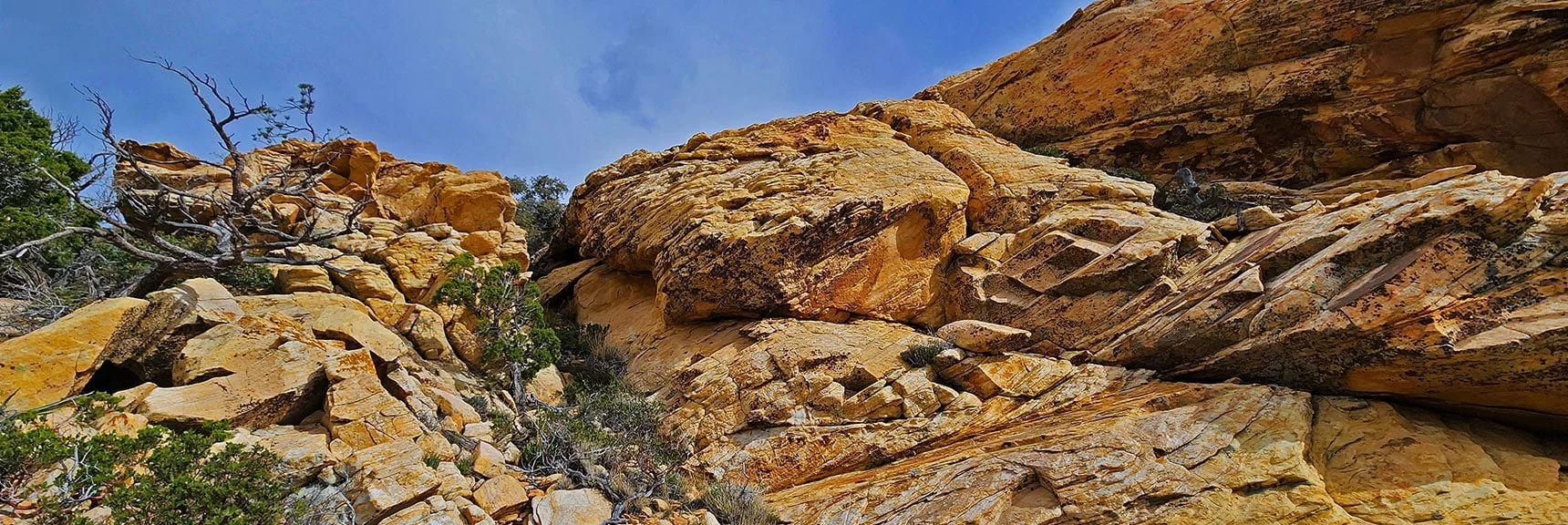 Pass Through This Narrow Mid-Saddle Corridor | Black Velvet Peak | Rainbow Mountain Wilderness, Nevada