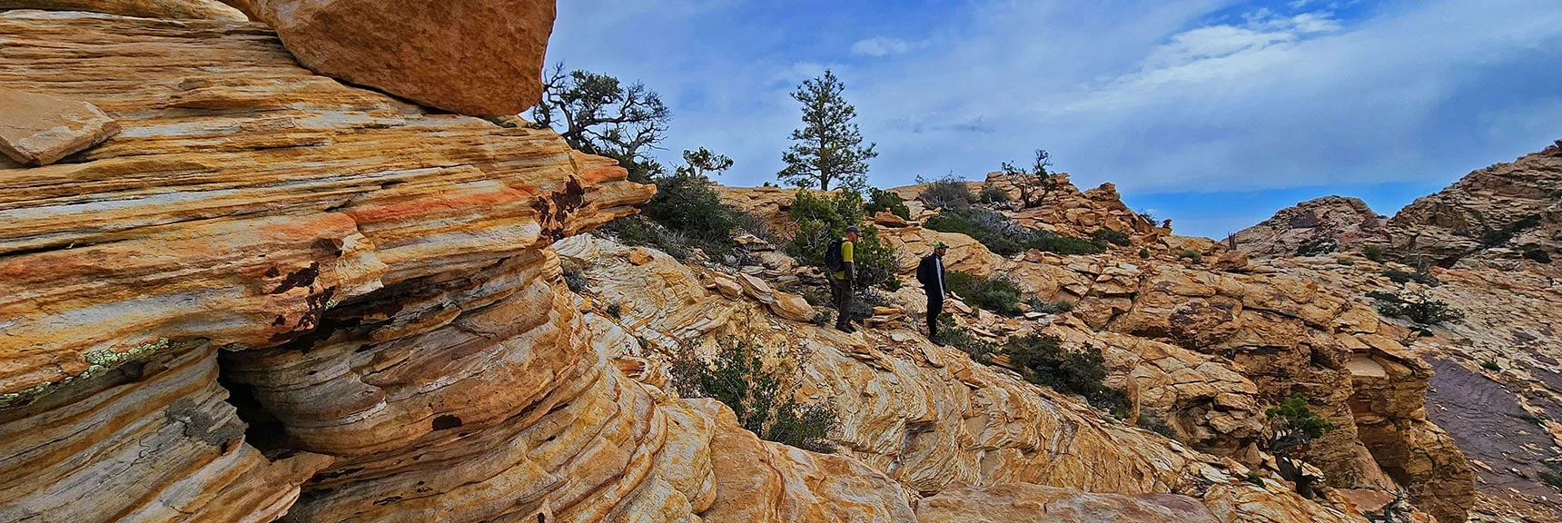2 Most Challenging Areas (Chute and Ledge) Behind. Now Easy Traverse Toward the Summit. | Black Velvet Peak | Rainbow Mountain Wilderness, Nevada