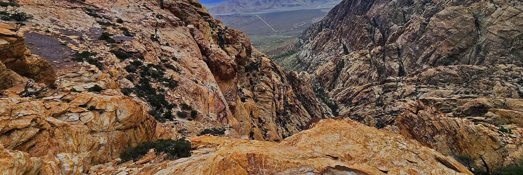 View Down and Through the Canyon Between Black Velvet and Windy Peaks | Black Velvet Peak | Rainbow Mountain Wilderness, Nevada