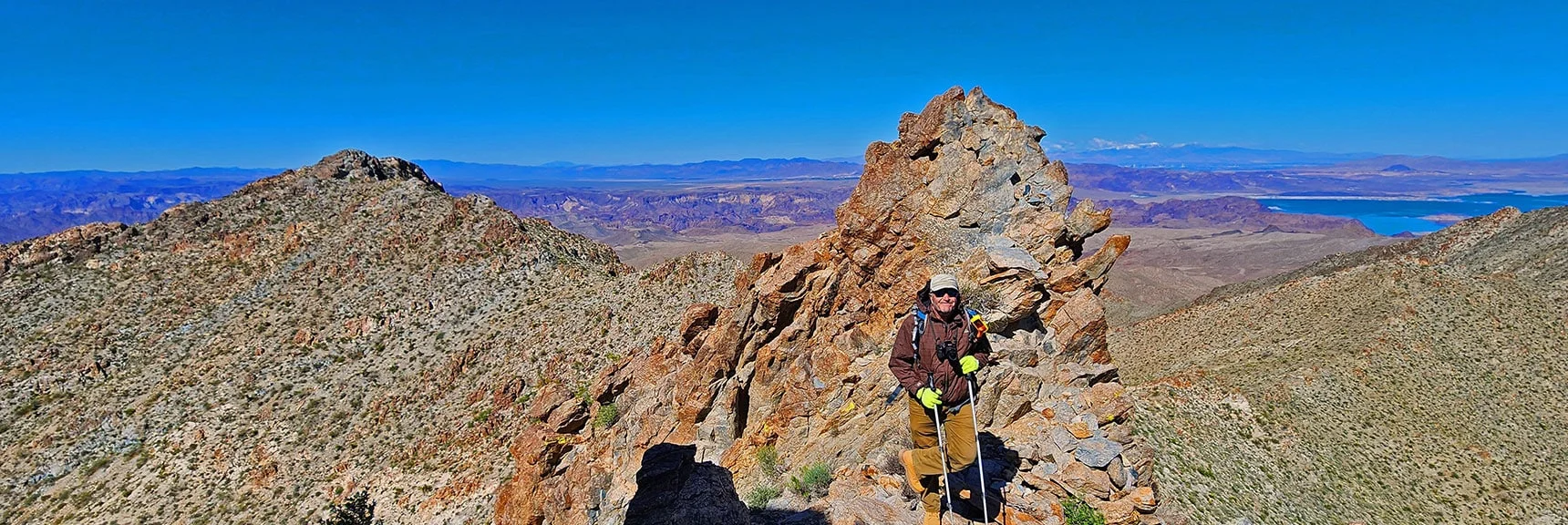 Jean-Luc with One of Many Similar Rock Formations on Approach Ridge | Wilson Summit, Arizona (near Lake Mead NRA)