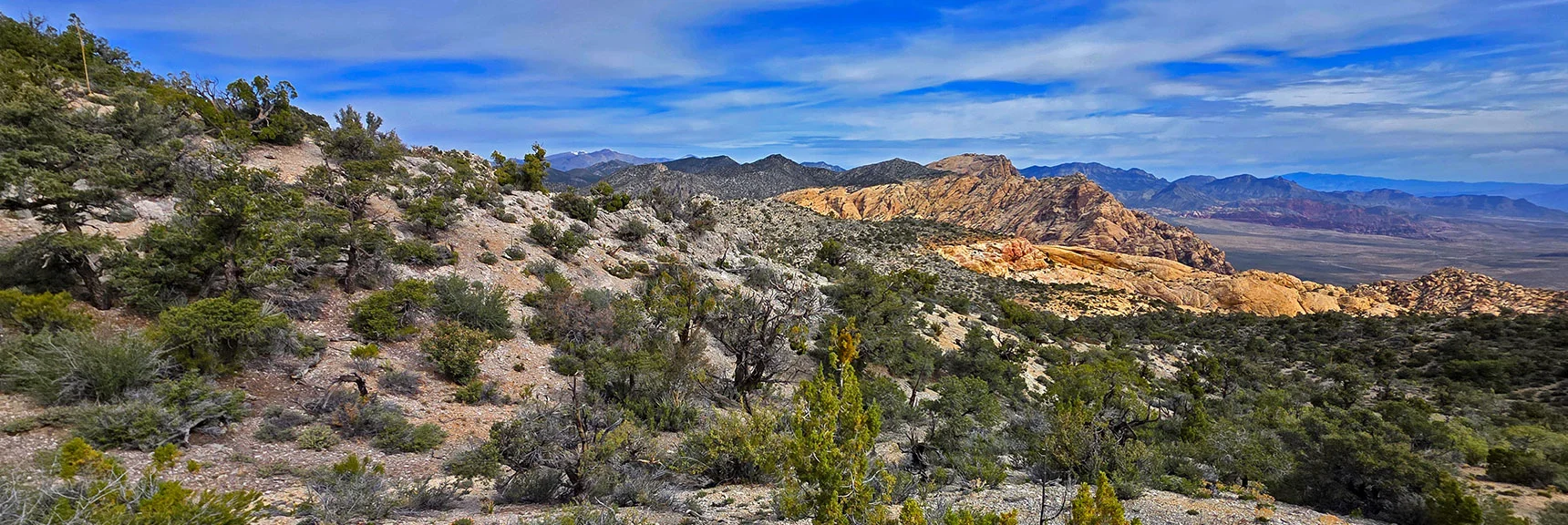 Sandstone Toward Monument Peak (below). Indecision & Wilson Beyond. | Monument Peak Summit | Rainbow Mountain Wilderness, Nevada