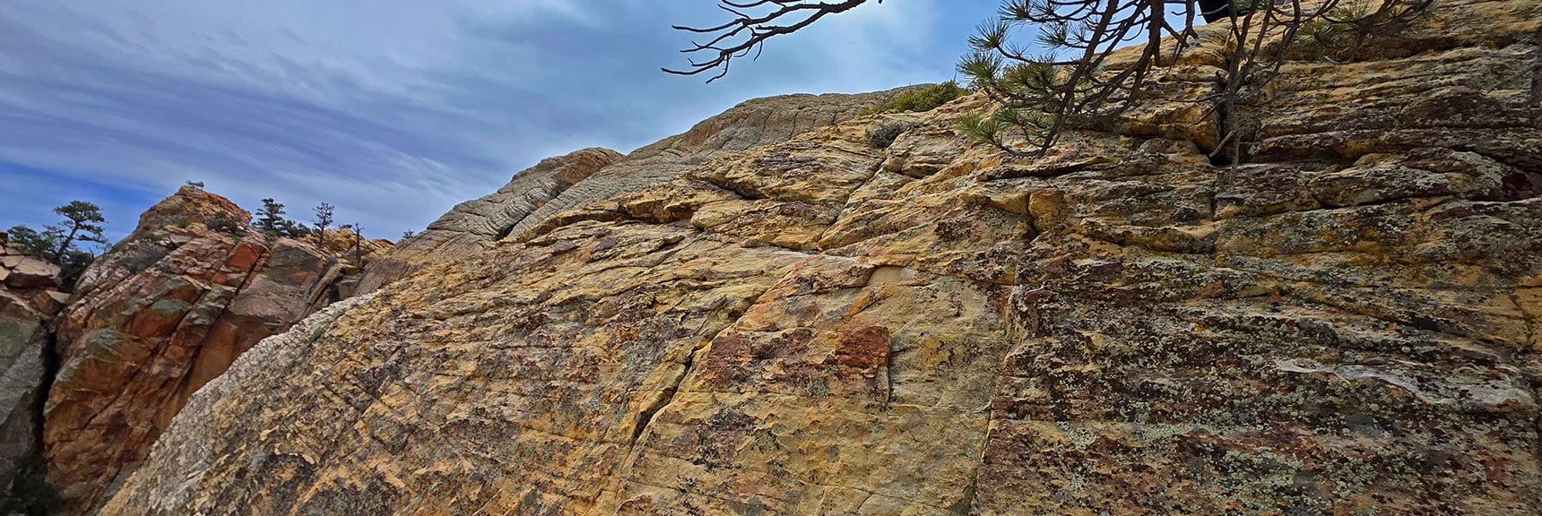 20ft Class 4 Wall at Top of Gully. 1st 12ft Steepest. Rope & Crack Will Help. | Monument Peak Summit | Rainbow Mountain Wilderness, Nevada