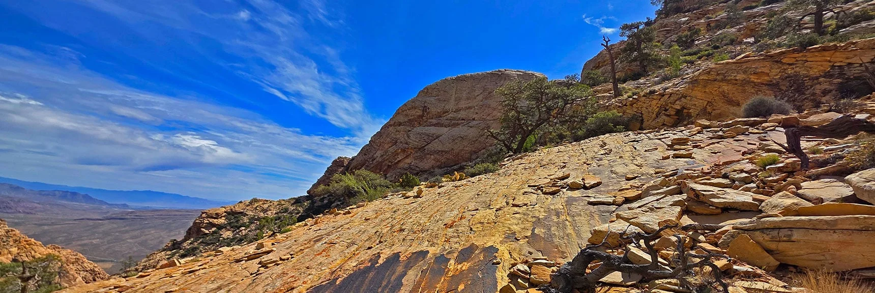 Skirt Hidden Peak Base Navigating Sandstone, Brush & Small Gullies | Monument Peak Summit | Rainbow Mountain Wilderness, Nevada