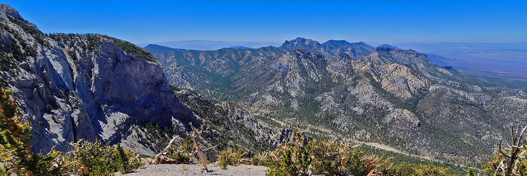 Sisters, McFarland, Macks, Bonanza Peaks Across Lee Canyon | Mummy's Nose Final Summit Approach from Deer Creek Road | Mt. Charleston Wilderness, Nevada