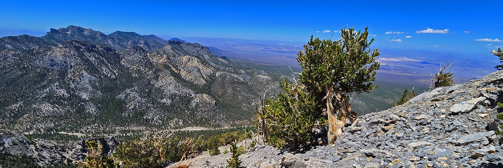 View to Mountains and Hwy 95 Valley North Across Lee Canyon. | Mummy's Nose Final Summit Approach from Deer Creek Road | Mt. Charleston Wilderness, Nevada