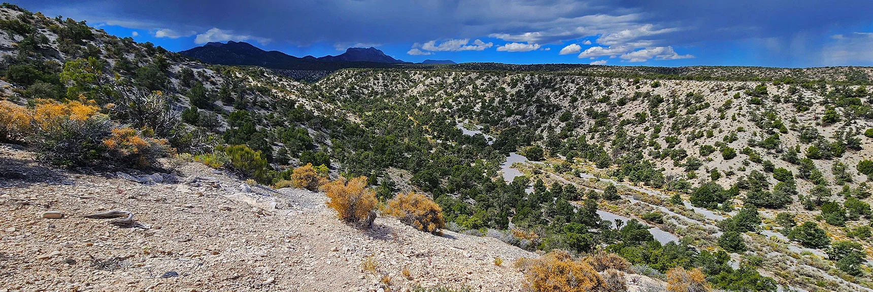 Now Descending into Lee Canyon Narrows. Sisters & Macks Peak Visible to the Left. | Deer Creek Catch Pen West | Mt. Charleston Wilderness | Lee Canyon, Nevada