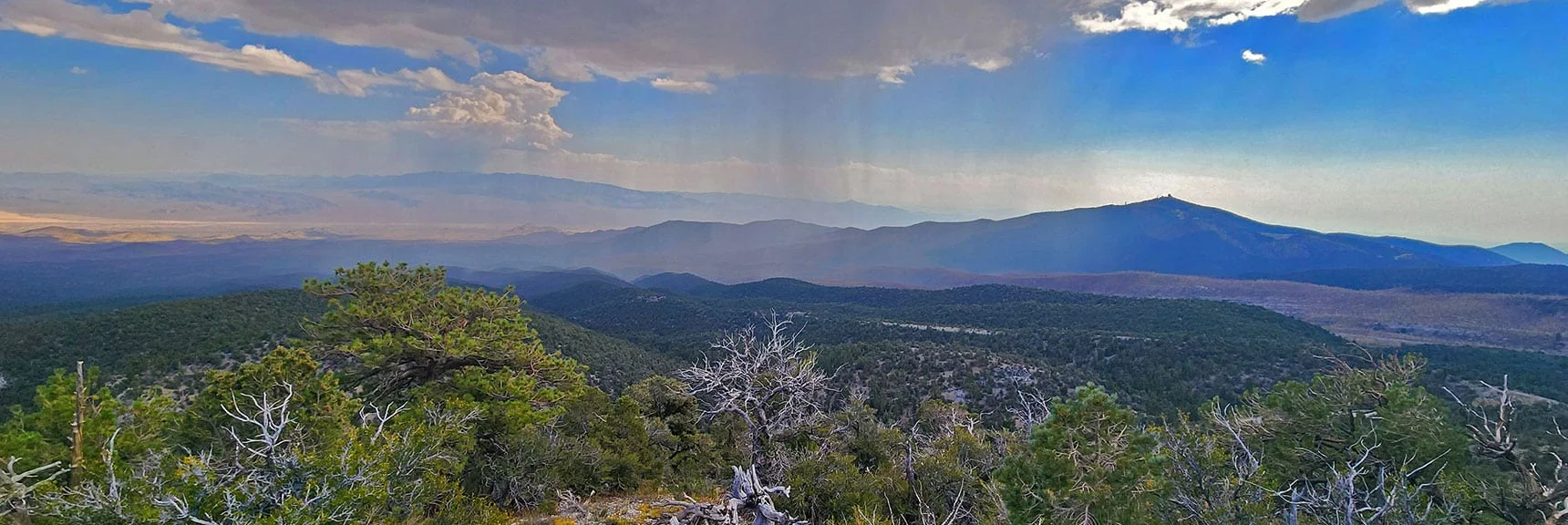 Sheep Range and Angel Peak in Distant View; Thunderstorms! | Mummy's Nose East Cliff Plane Crash Site | Mt Charleston Wilderness, Nevada