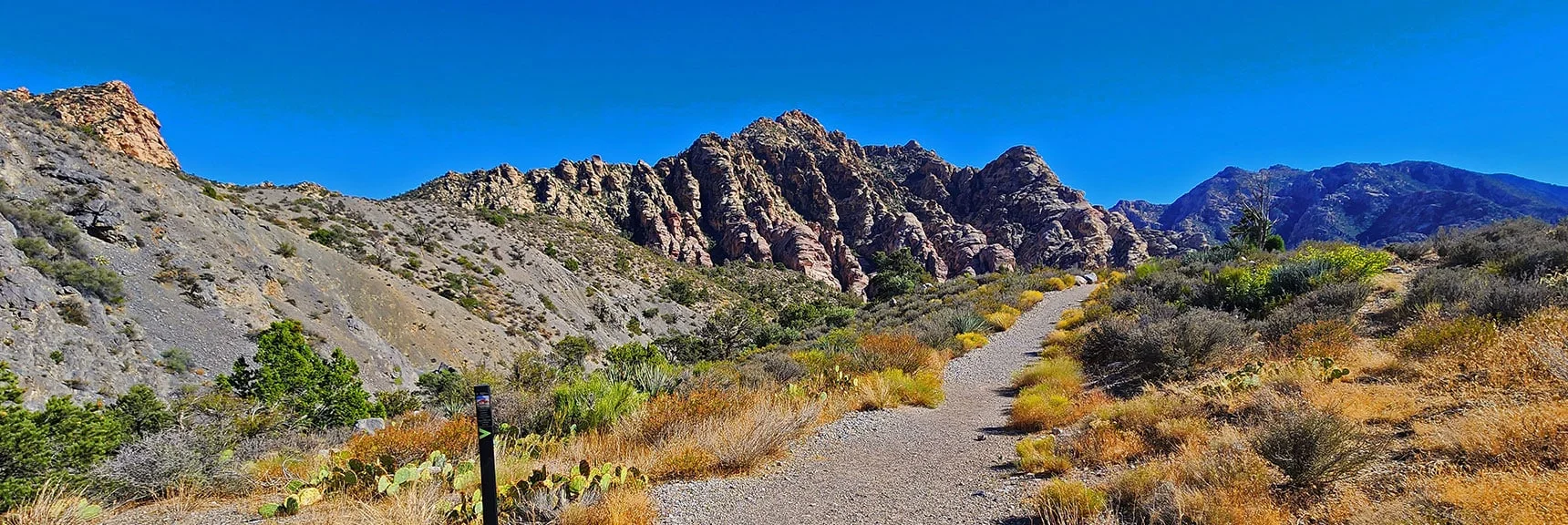 Enter Wide La Madre Springs Trail at Base of Gulch | La Madre Ridgeline Grand Crossing | La Madre Mountains Wilderness and Red Rock Canyon NCA, Nevada