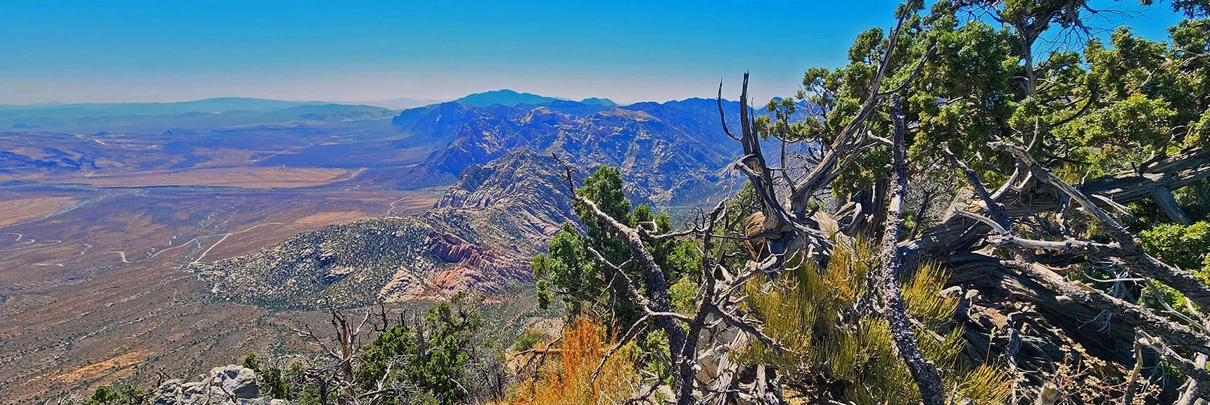 View Down Rainbow Mts. Toward Potosi Mt. in Far Distance. | La Madre Ridgeline Grand Crossing | La Madre Mountains Wilderness and Red Rock Canyon NCA, Nevada