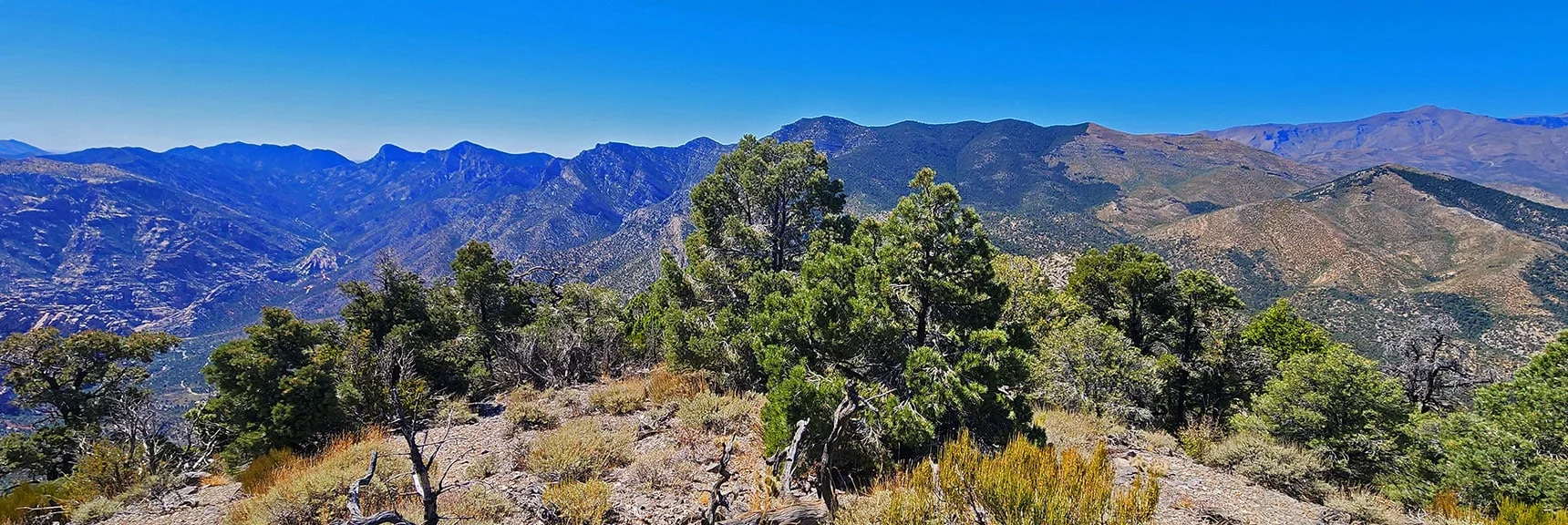 View Down La Madre Ridgeline to the West Toward Wilson Ridge. | La Madre Ridgeline Grand Crossing | La Madre Mountains Wilderness and Red Rock Canyon NCA, Nevada