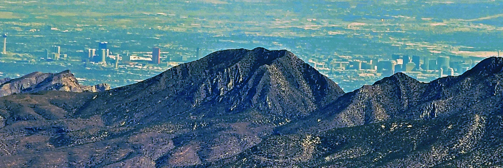 Enlarged View of Vegas Strip. | Mummy's Chin Summit Ridge Loop | Mt. Charleston Wilderness, Nevada