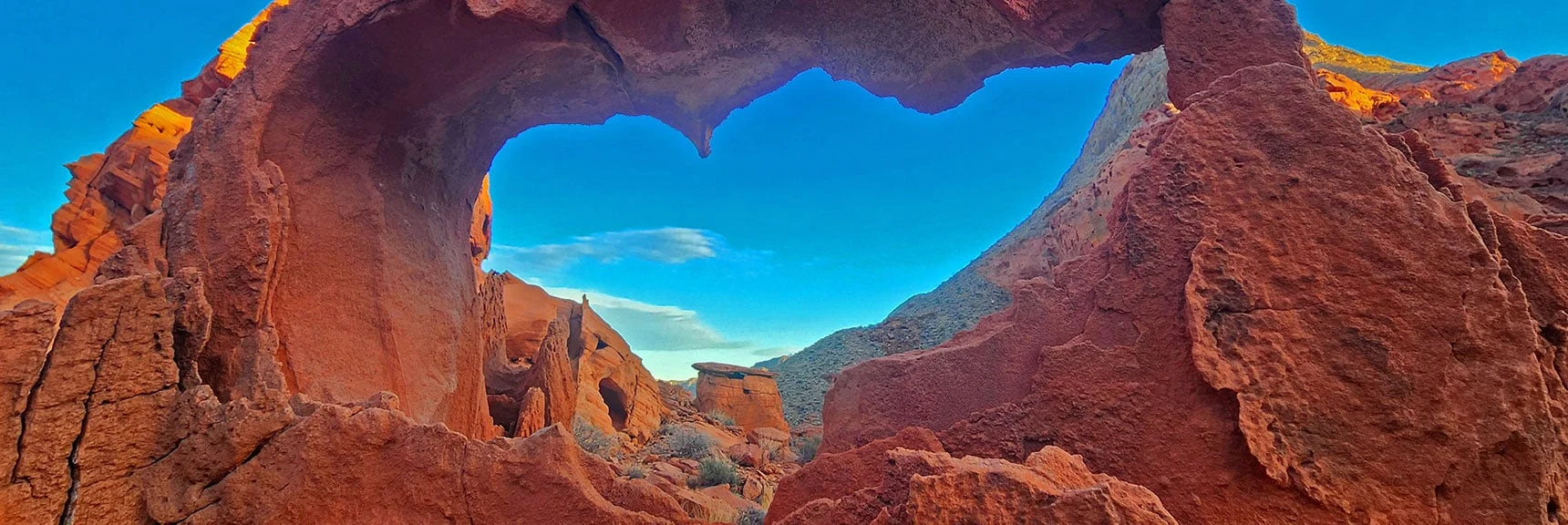 Evening View of Horse Collar Arch | Bowl of Fire SE Detailed | Lake Mead NRA, Nevada