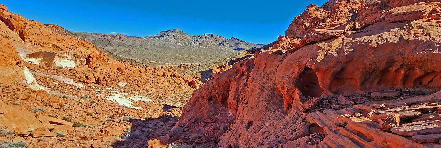 Cliff Line (right) Along Base of Pointy Hill | Bowl of Fire SE Detailed | Lake Mead NRA, Nevada