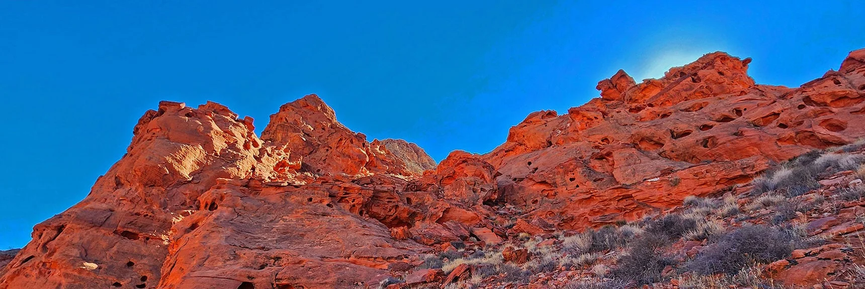 Sandstone Formations Along Base of Pointy Hill. Continue Circling. | Bowl of Fire SE Detailed | Lake Mead NRA, Nevada