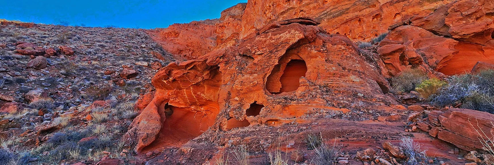 Looking Back Across Base of Pointy Hill, Continuing to Circle. | Bowl of Fire SE Detailed | Lake Mead NRA, Nevada