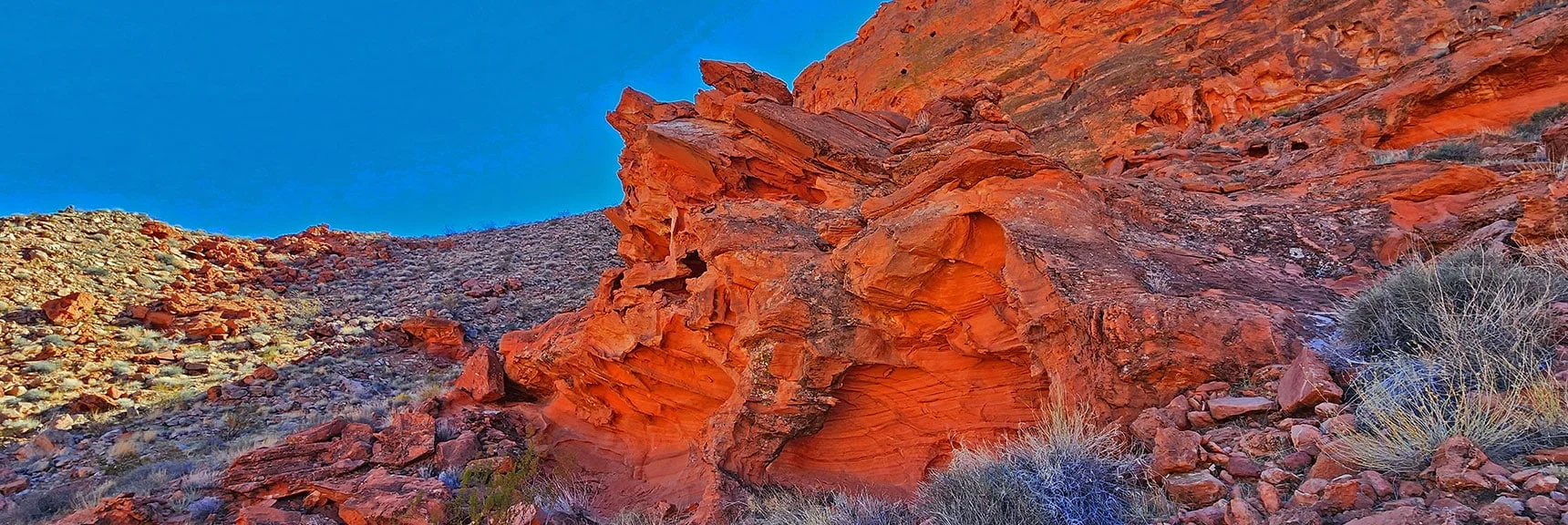 Looking Back Along Base of Pointy Hill (Located Above to Right) | Bowl of Fire SE Detailed | Lake Mead NRA, Nevada