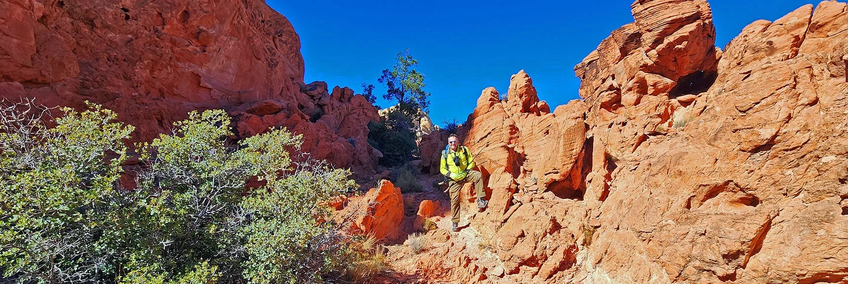 Terrain Leveling Off Somewhat. Most Class 3 Rock Scrambling is Behind | Calico Tanks from Guardian Angel Pass | Red Rock Canyon NCA, Nevada
