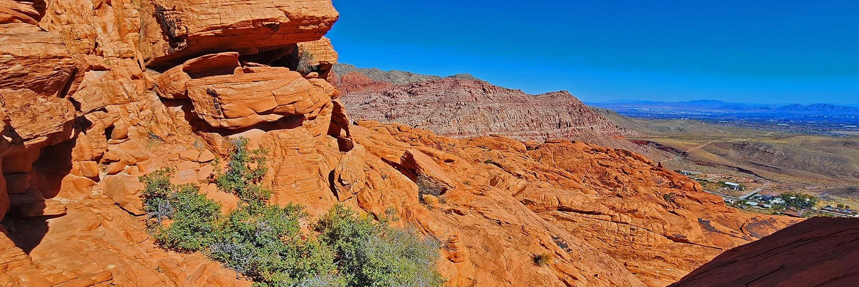 Circling Around Hugging Right Edge of Cliffs. Fairly Wide Passage. | Calico Tanks from Guardian Angel Pass | Red Rock Canyon NCA, Nevada