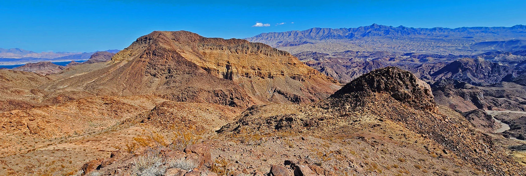 Descent Ridge Toward Goldstrike Mt. Will Turn Left at High Point Ahead | Black Canyon Overlook Loop | Lake Mead NRA, Nevada