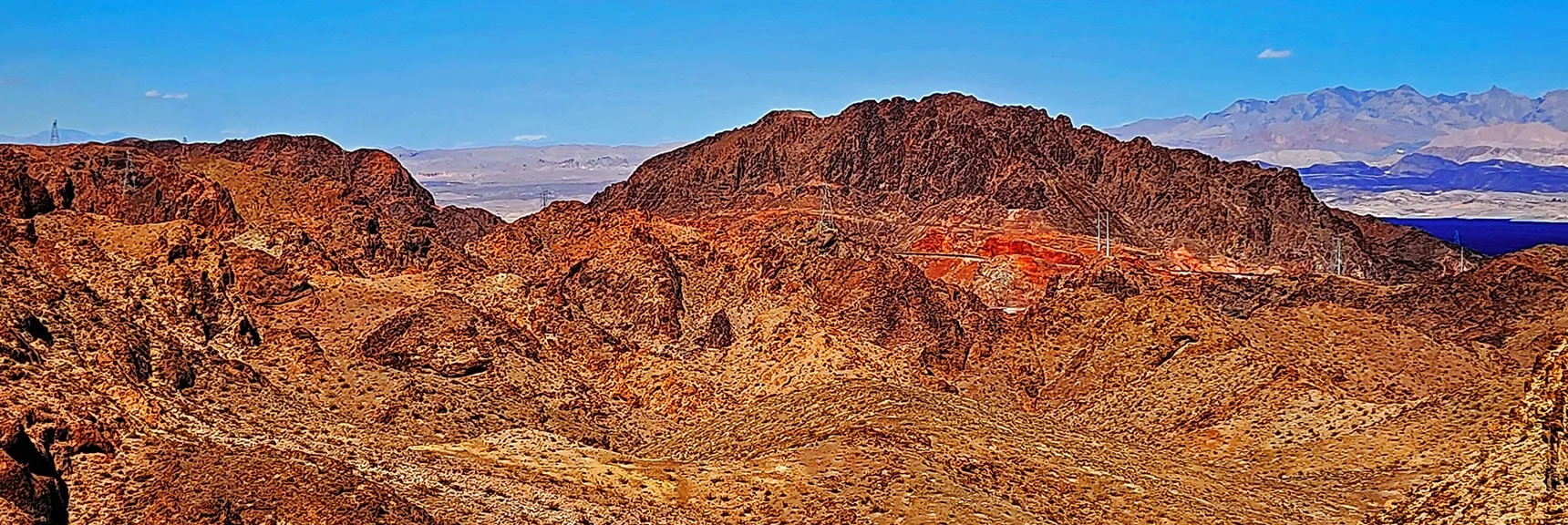 Zoom in on Rough Peak. Goldstrike Canyon is Just Over Near Ridgeline | Black Canyon Overlook Loop | Lake Mead NRA, Nevada