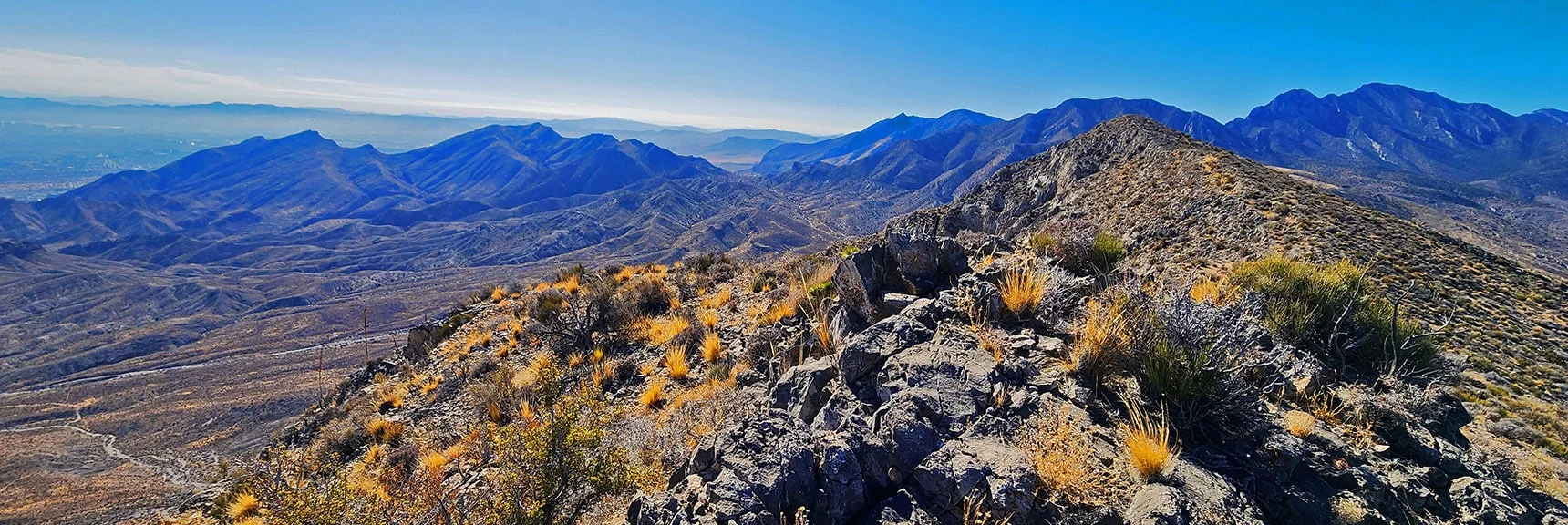 Ready to Cross Saddle to South Summit | Harris Springs Canyon Ridgeline | La Madre Mountains Wilderness, Nevada