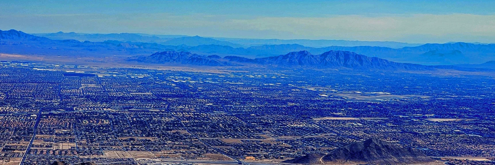 Larger View of Sunrise & Frenchman Mts. | Harris Springs Canyon Ridgeline | La Madre Mountains Wilderness, Nevada