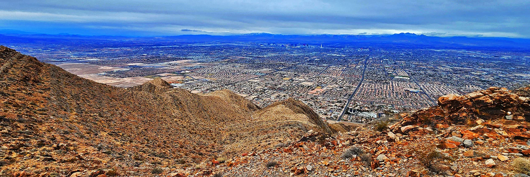 Western View Opens with Las Vegas Valley Below. Can You See the Strip? | Frenchman Mt East Approach Loop | Near Lake Mead National Recreation Area, Nevada